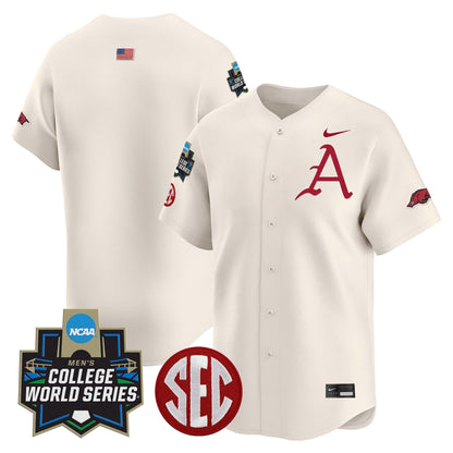 Men's Arkansas Razorbacks 2025 World Series Vapor Premier Limited Jersey - All Stitched