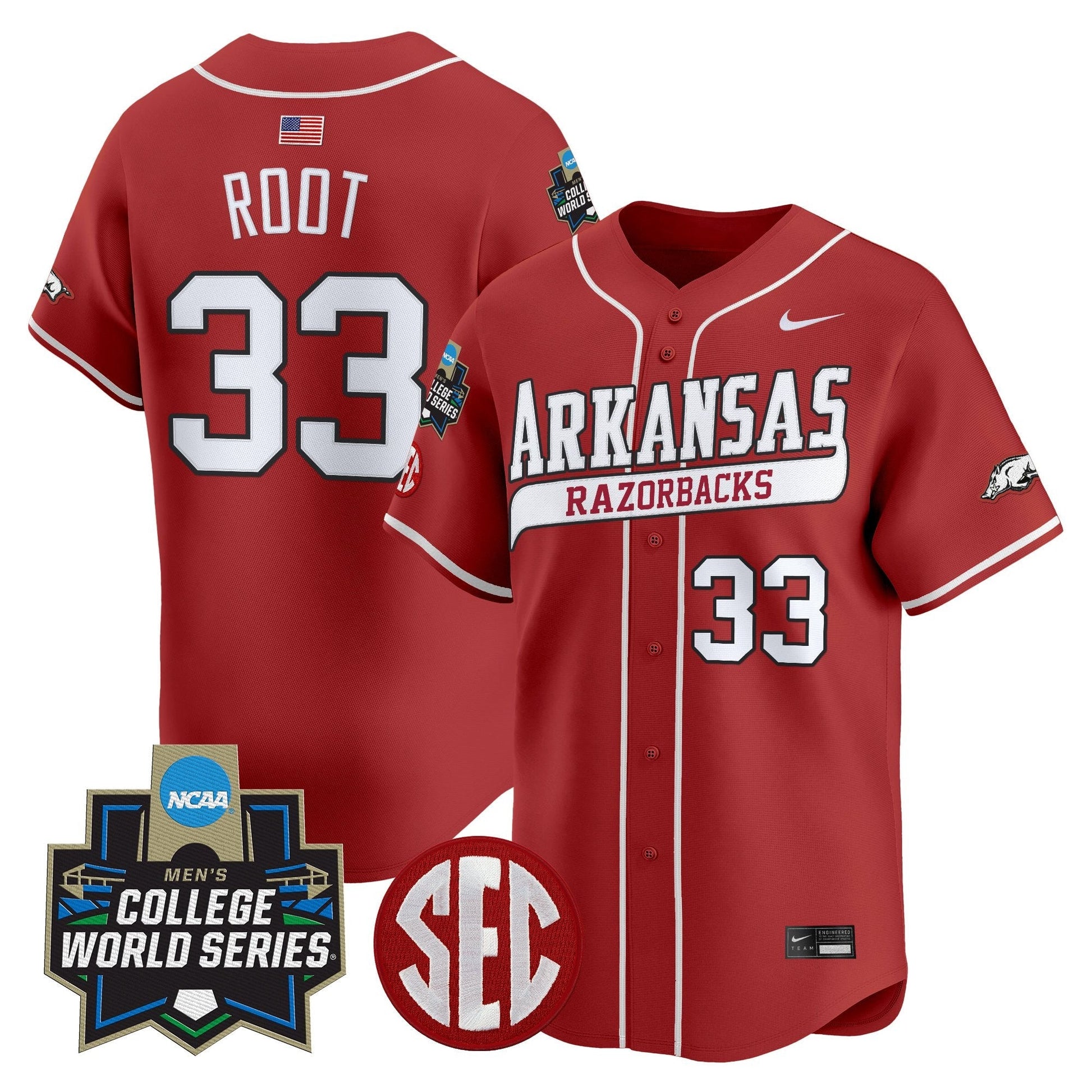 Men's Arkansas Razorbacks 2025 World Series Vapor Premier Limited Jersey - All Stitched