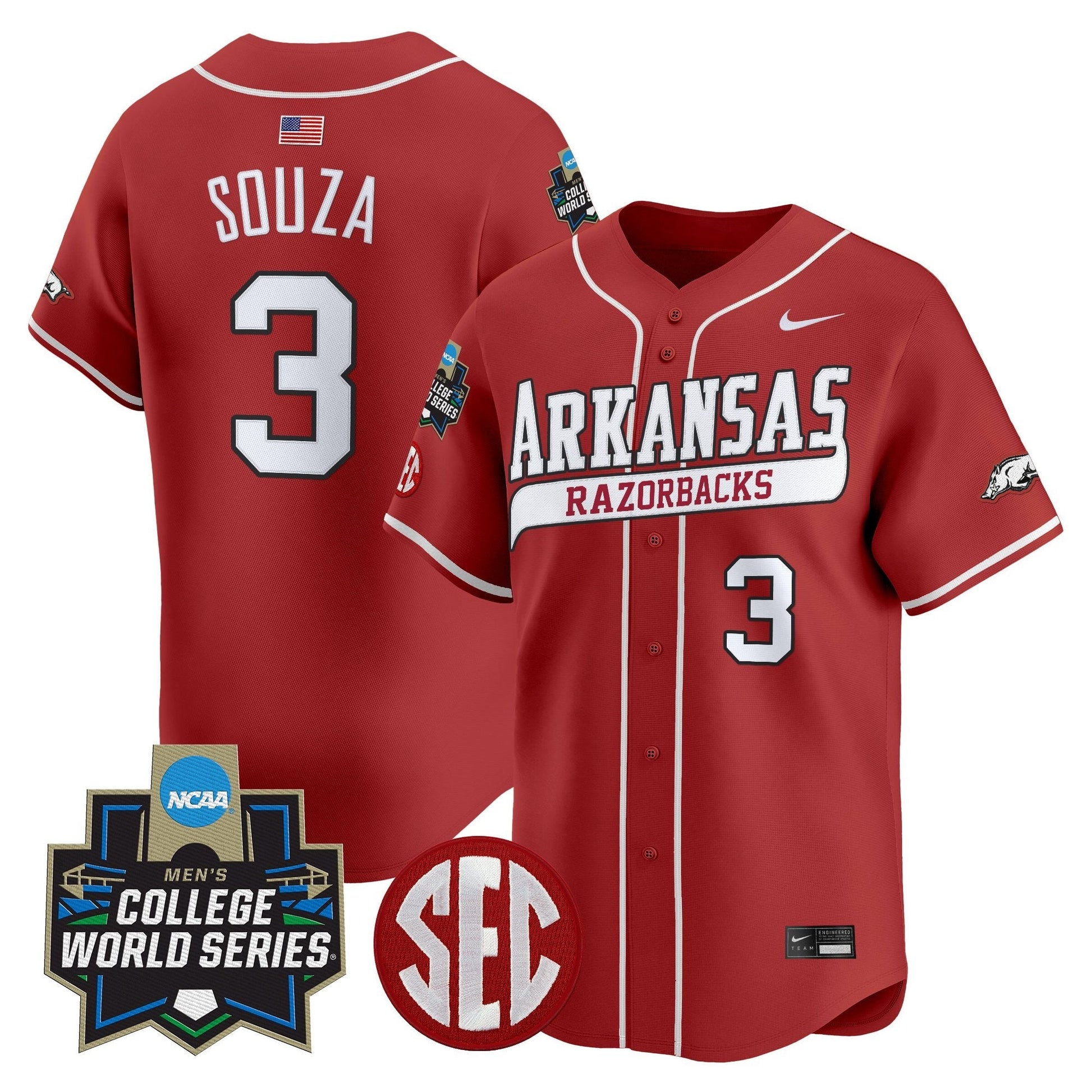 Men's Arkansas Razorbacks 2025 World Series Vapor Premier Limited Jersey - All Stitched
