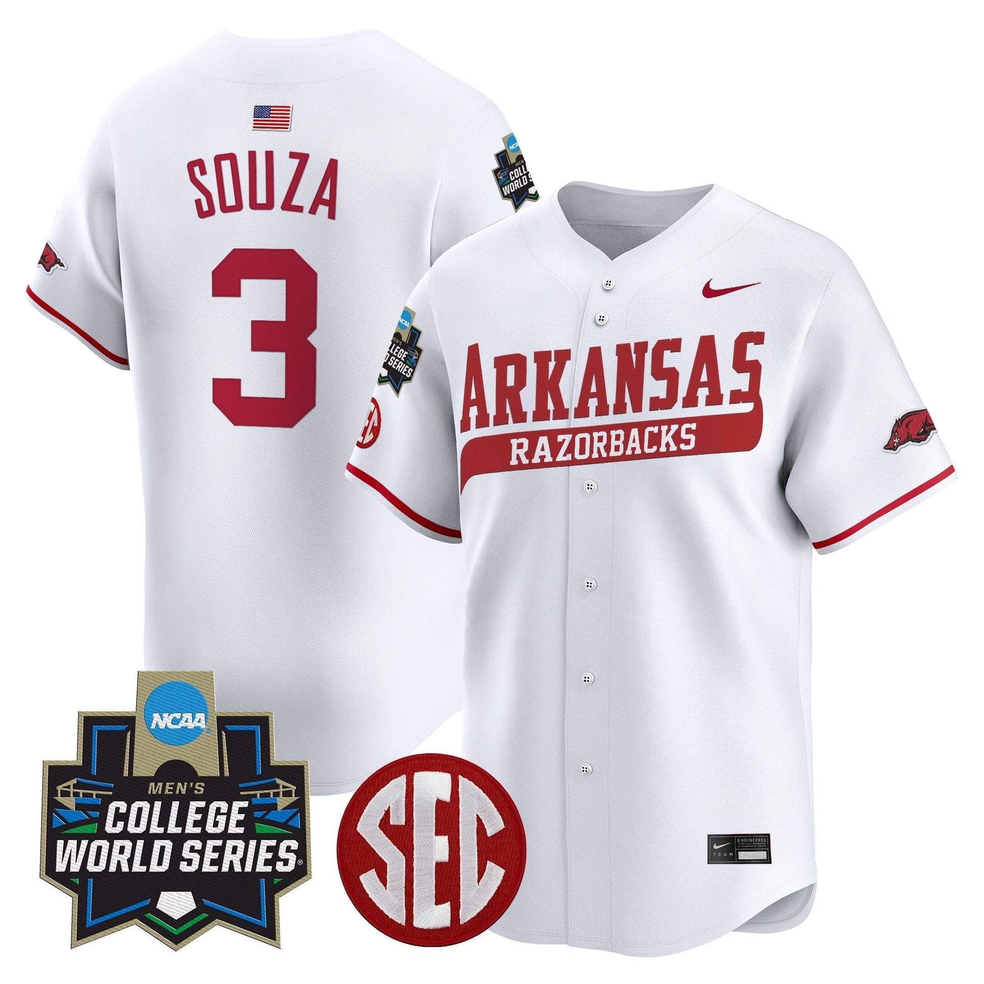 Men's Arkansas Razorbacks 2025 World Series Vapor Premier Limited Jersey - All Stitched
