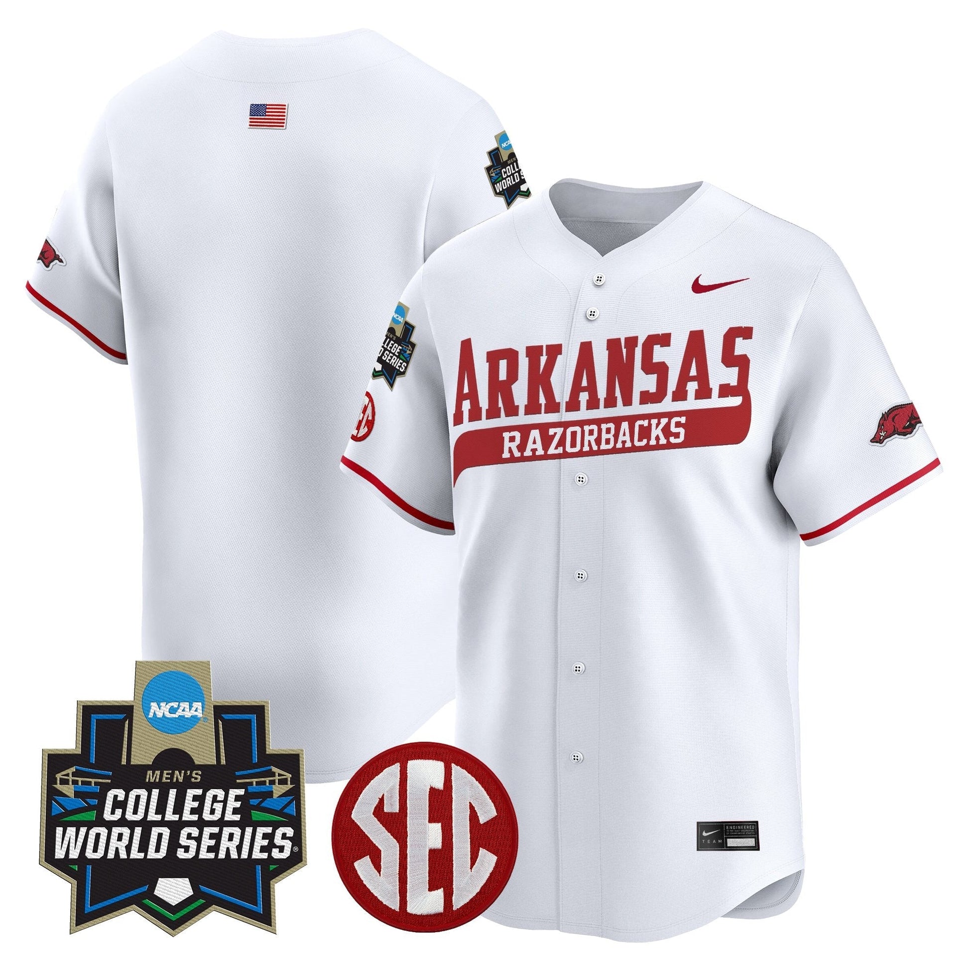 Men's Arkansas Razorbacks 2025 World Series Vapor Premier Limited Jersey - All Stitched