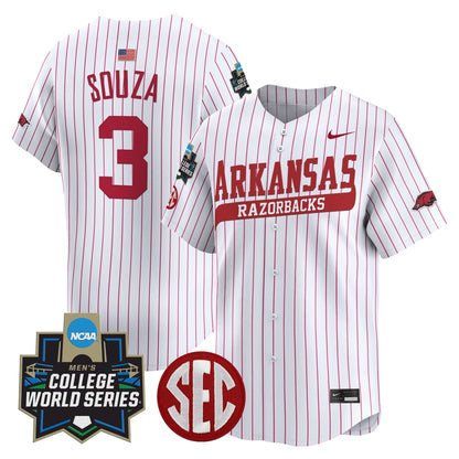 Men's Arkansas Razorbacks 2025 World Series Vapor Premier Limited Jersey - All Stitched