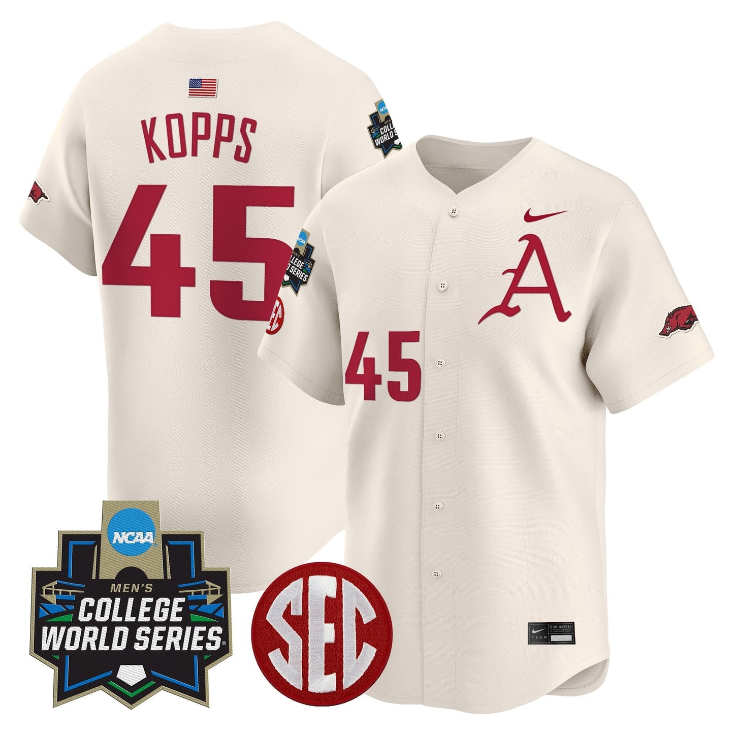 Men's Arkansas Razorbacks 2025 World Series Vapor Premier Limited Jersey - All Stitched