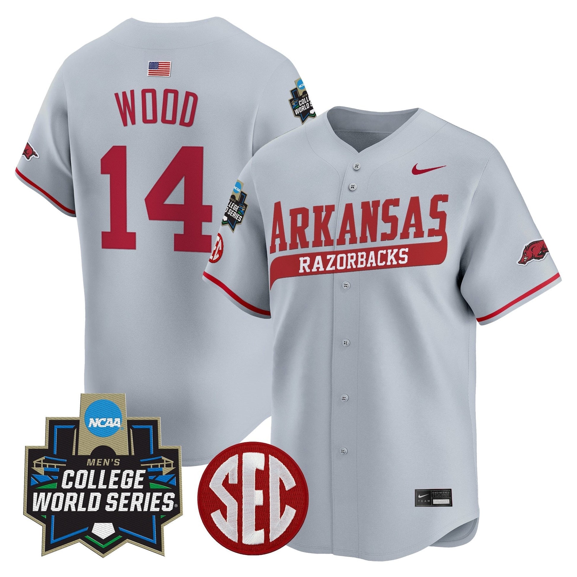 Men's Arkansas Razorbacks 2025 World Series Vapor Premier Limited Jersey - All Stitched