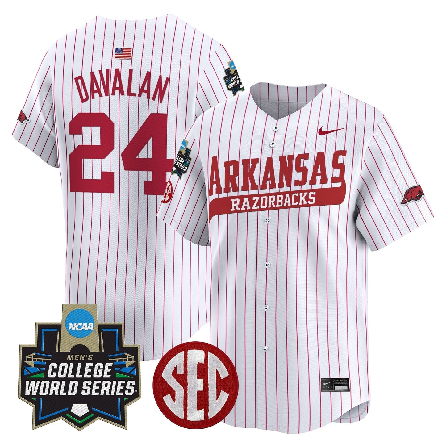 Men's Arkansas Razorbacks 2025 World Series Vapor Premier Limited Jersey - All Stitched