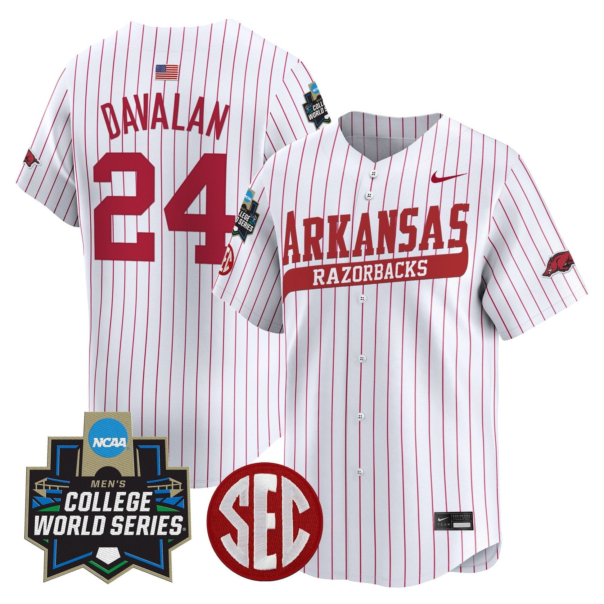 Men's Arkansas Razorbacks 2025 World Series Vapor Premier Limited Jersey - All Stitched