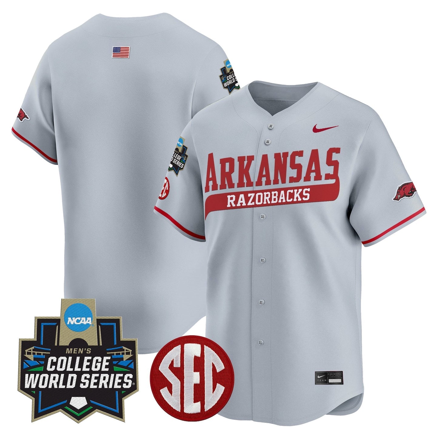 Men's Arkansas Razorbacks 2025 World Series Vapor Premier Limited Jersey - All Stitched