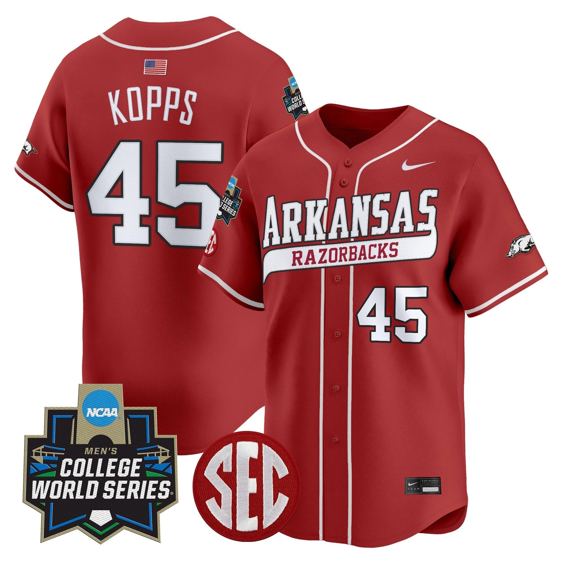 Men's Arkansas Razorbacks 2025 World Series Vapor Premier Limited Jersey - All Stitched
