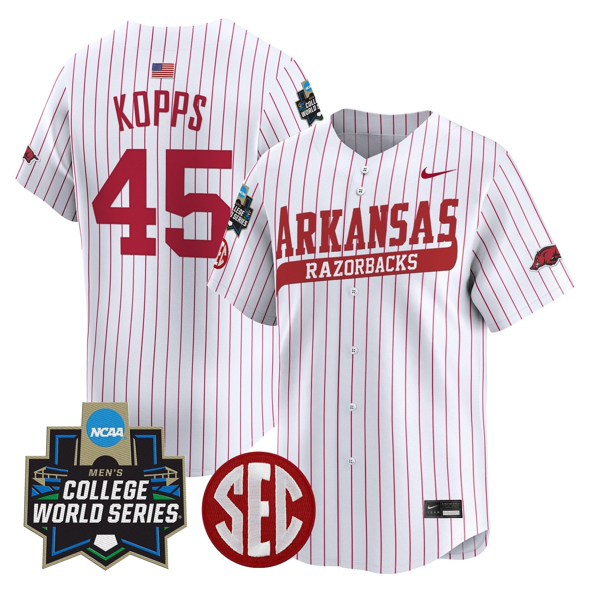 Men's Arkansas Razorbacks 2025 World Series Vapor Premier Limited Jersey - All Stitched