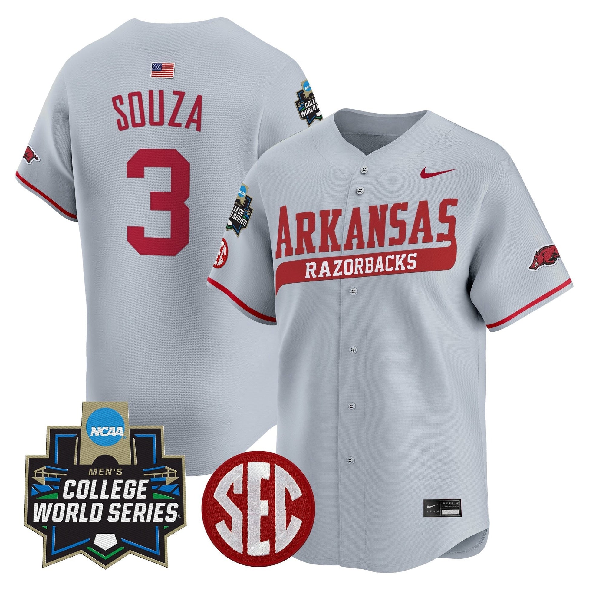 Men's Arkansas Razorbacks 2025 World Series Vapor Premier Limited Jersey - All Stitched