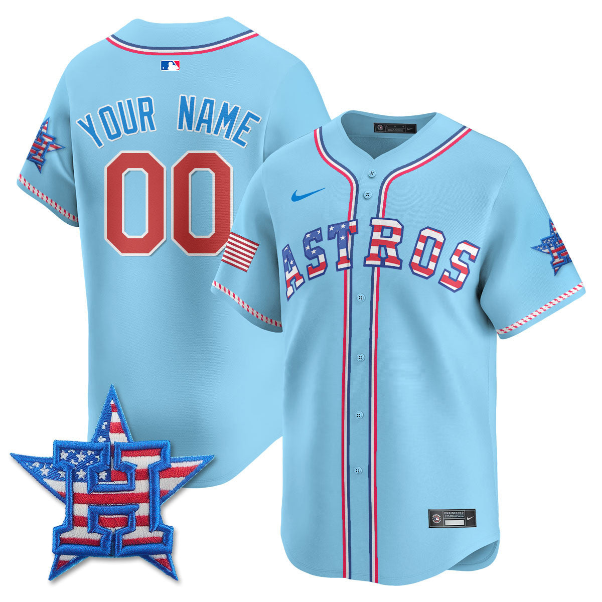 Custom Houston Astros 2025 Fourth of July Jersey - All Stitched