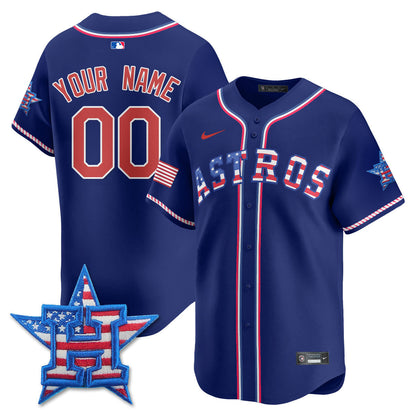 Custom Houston Astros 2025 Fourth of July Jersey - All Stitched
