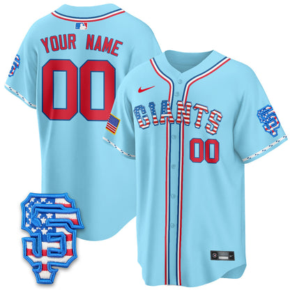 Custom San Francisco Giants 2025 Fourth of July Jersey - All Stitched