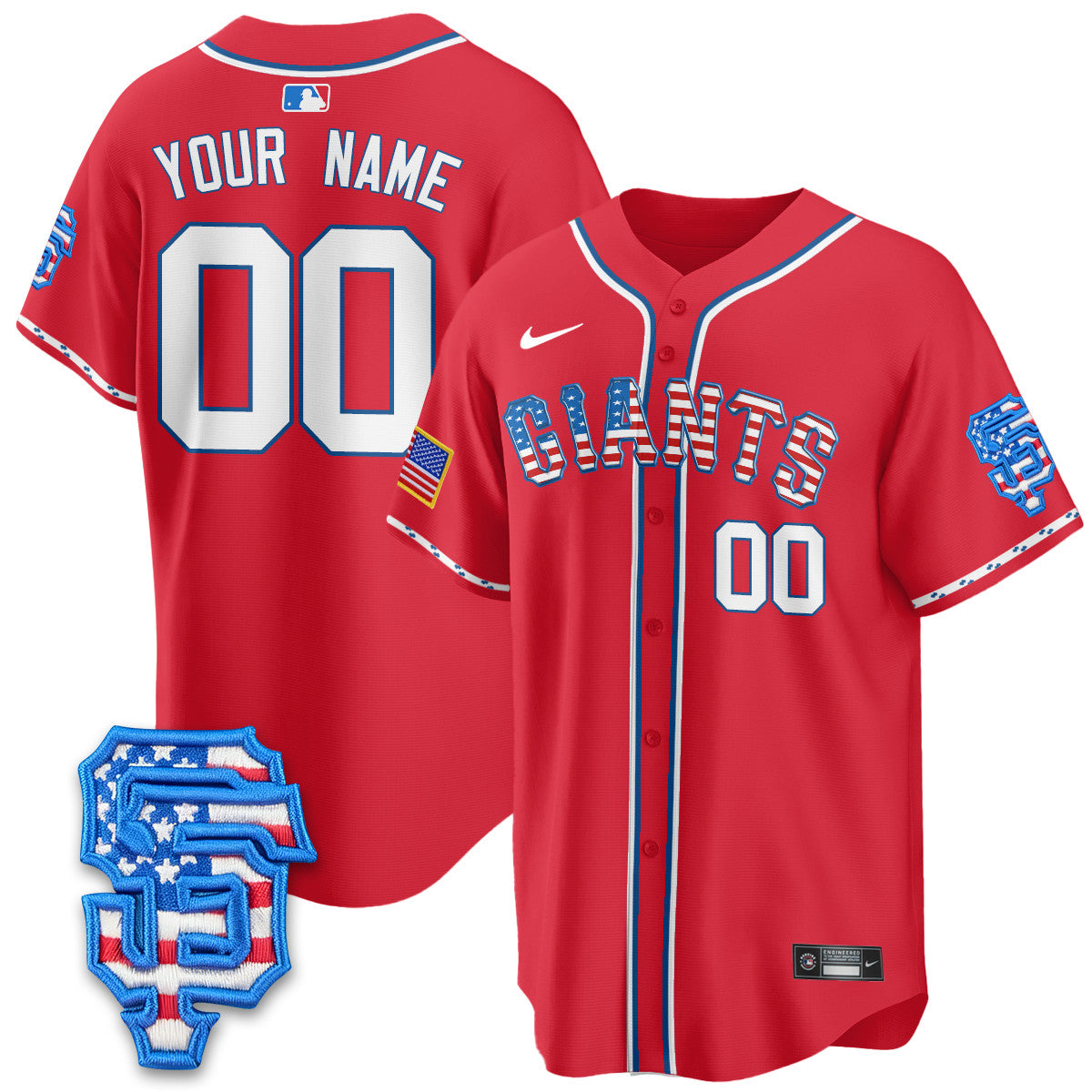Custom San Francisco Giants 2025 Fourth of July Jersey - All Stitched
