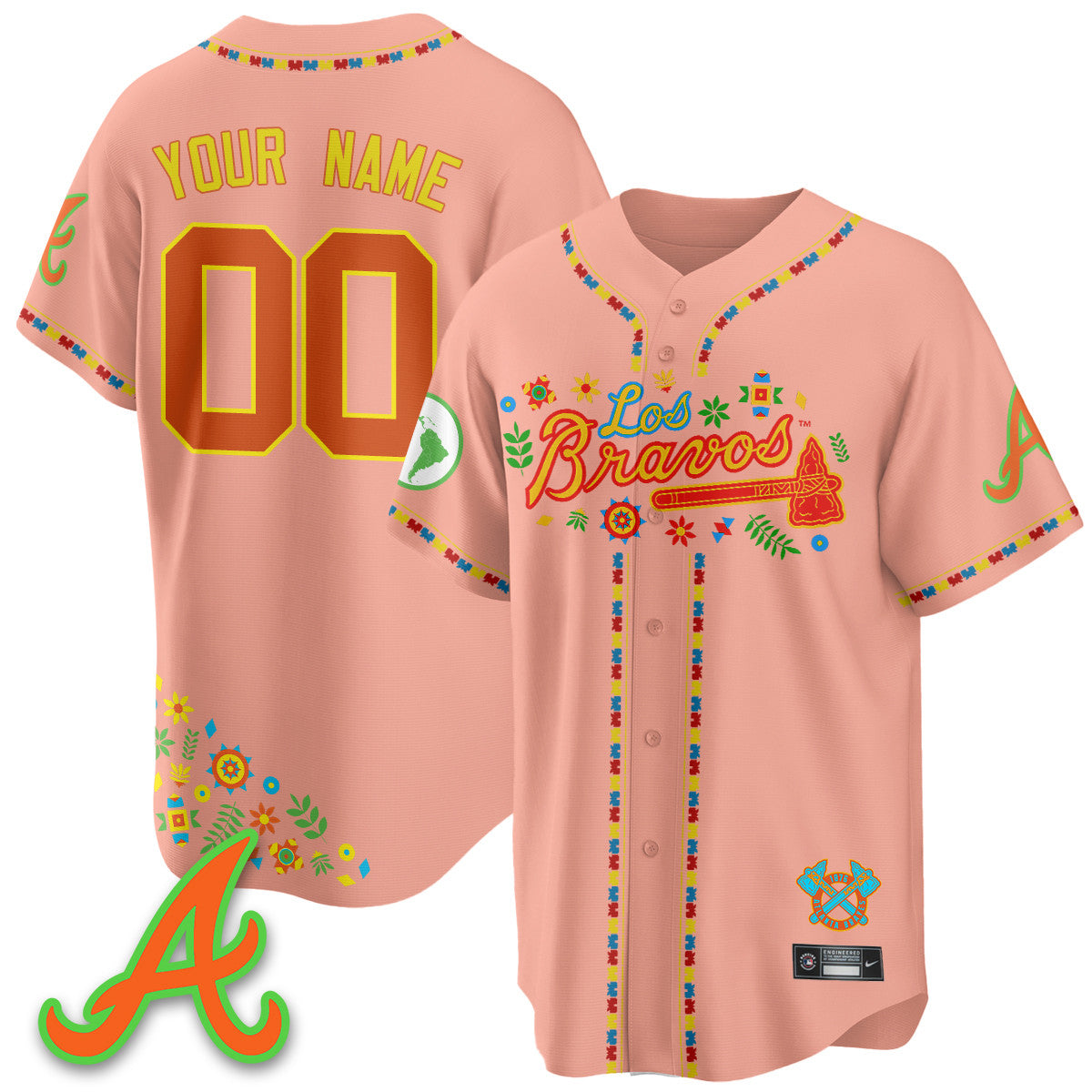 Custom Atlanta Braves 2025 "Los Bravos" Jersey - All Stitched