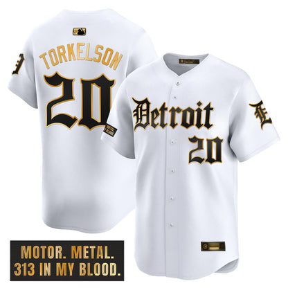 Men's Detroit Tigers 'Motor Gothic Edition' Gold Vapor Premier Limited Jersey - All Stitched