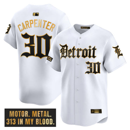 Men's Detroit Tigers 'Motor Gothic Edition' Gold Vapor Premier Limited Jersey - All Stitched