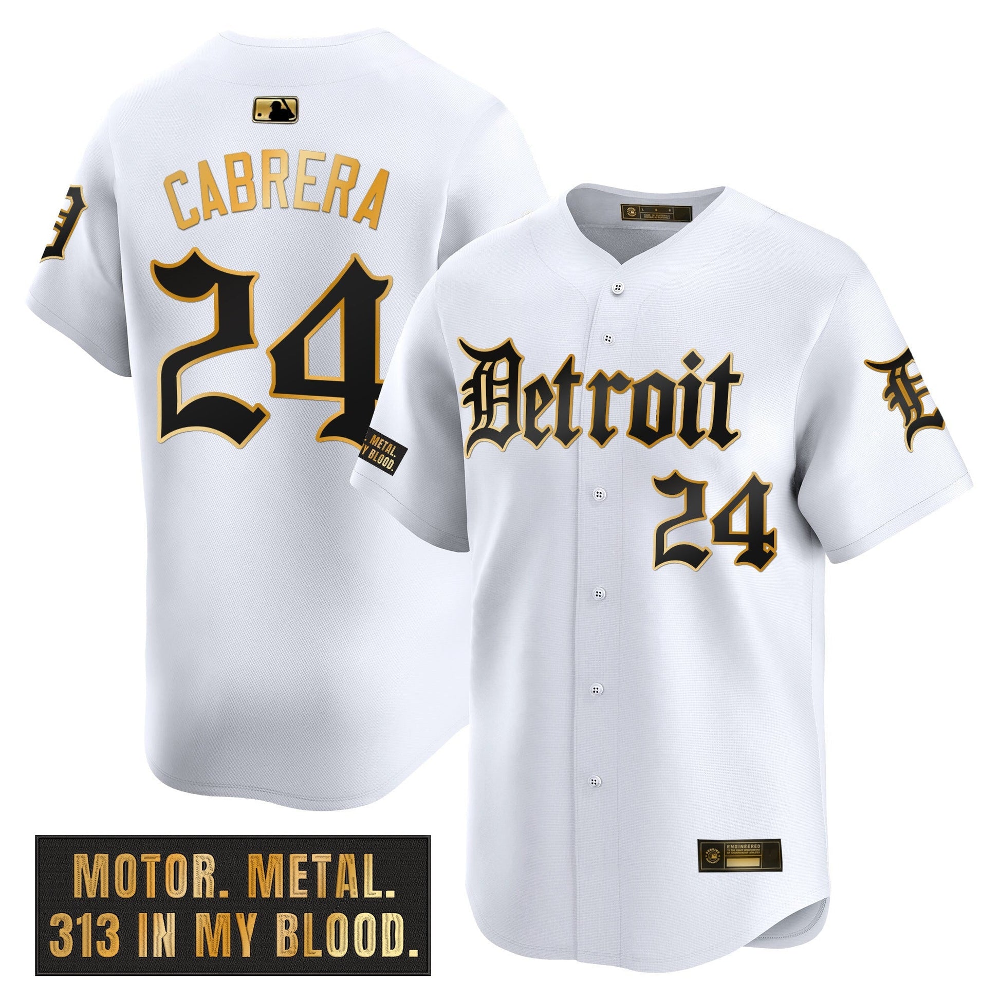 Men's Detroit Tigers 'Motor Gothic Edition' Gold Vapor Premier Limited Jersey - All Stitched