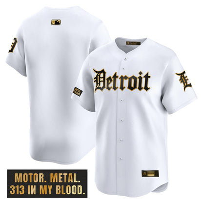 Men's Detroit Tigers 'Motor Gothic Edition' Gold Vapor Premier Limited Jersey - All Stitched