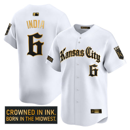 Men's Kansas City Royals 'Gothic Crown Edition' Gold Vapor Premier Limited Jersey - All Stitched