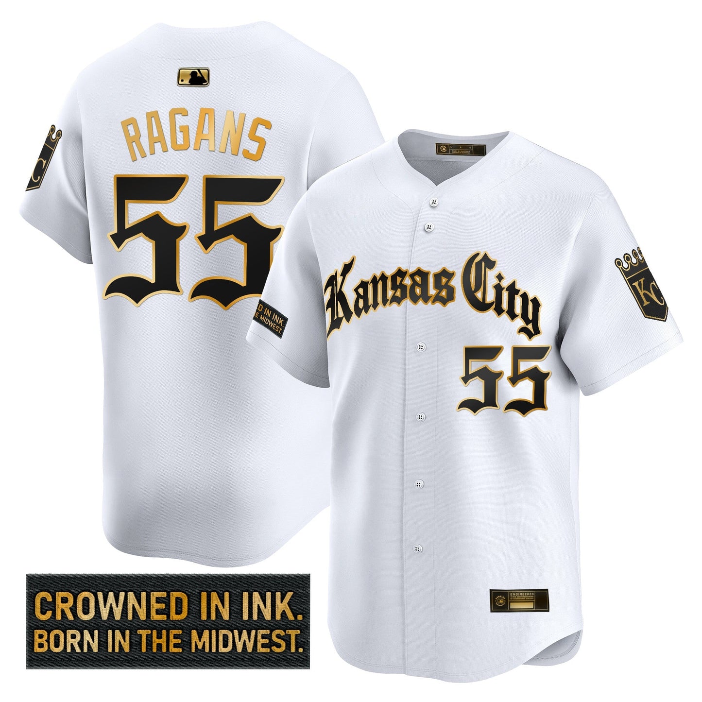 Men's Kansas City Royals 'Gothic Crown Edition' Gold Vapor Premier Limited Jersey - All Stitched