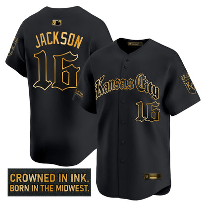 Men's Kansas City Royals 'Gothic Crown Edition' Gold Vapor Premier Limited Jersey - All Stitched