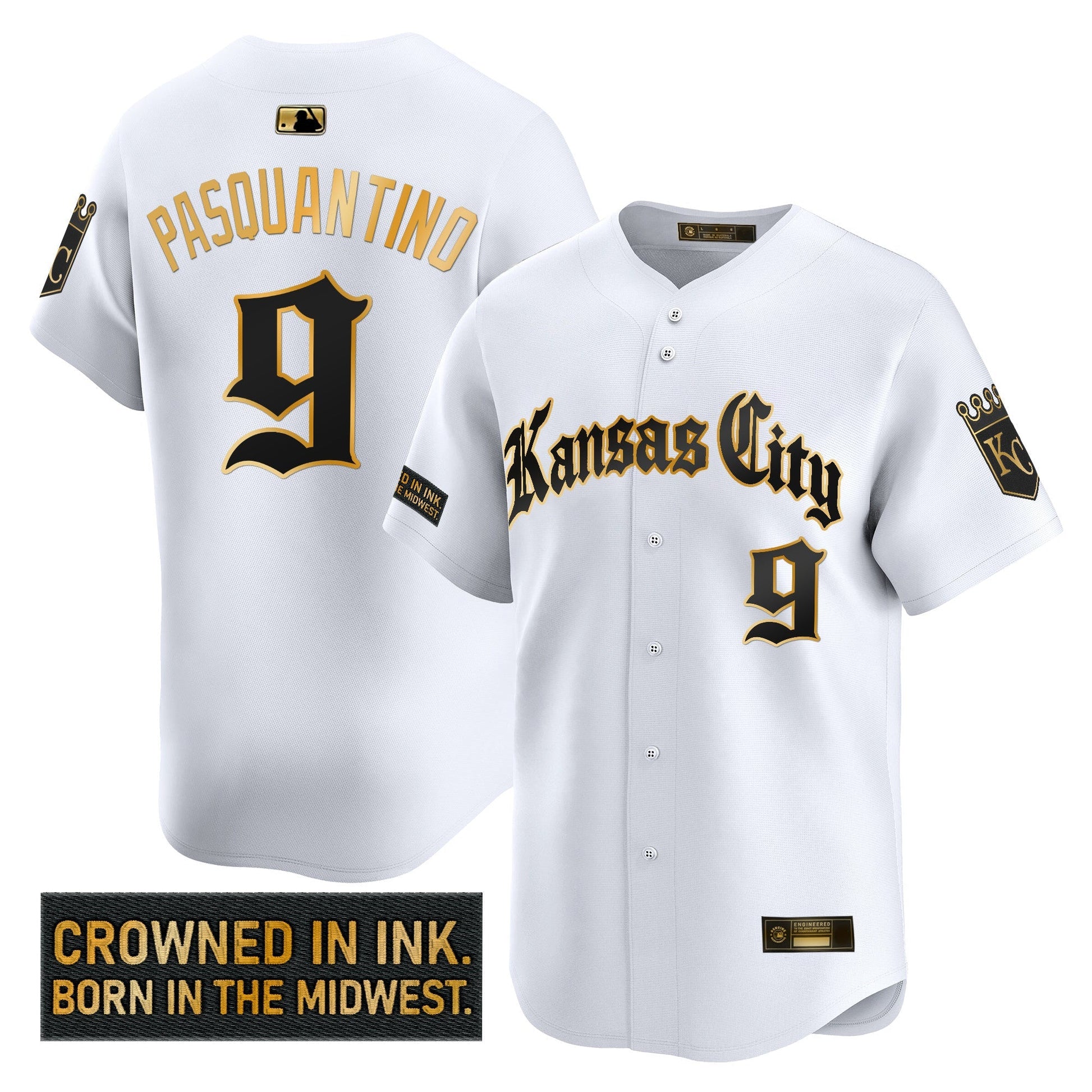 Men's Kansas City Royals 'Gothic Crown Edition' Gold Vapor Premier Limited Jersey - All Stitched