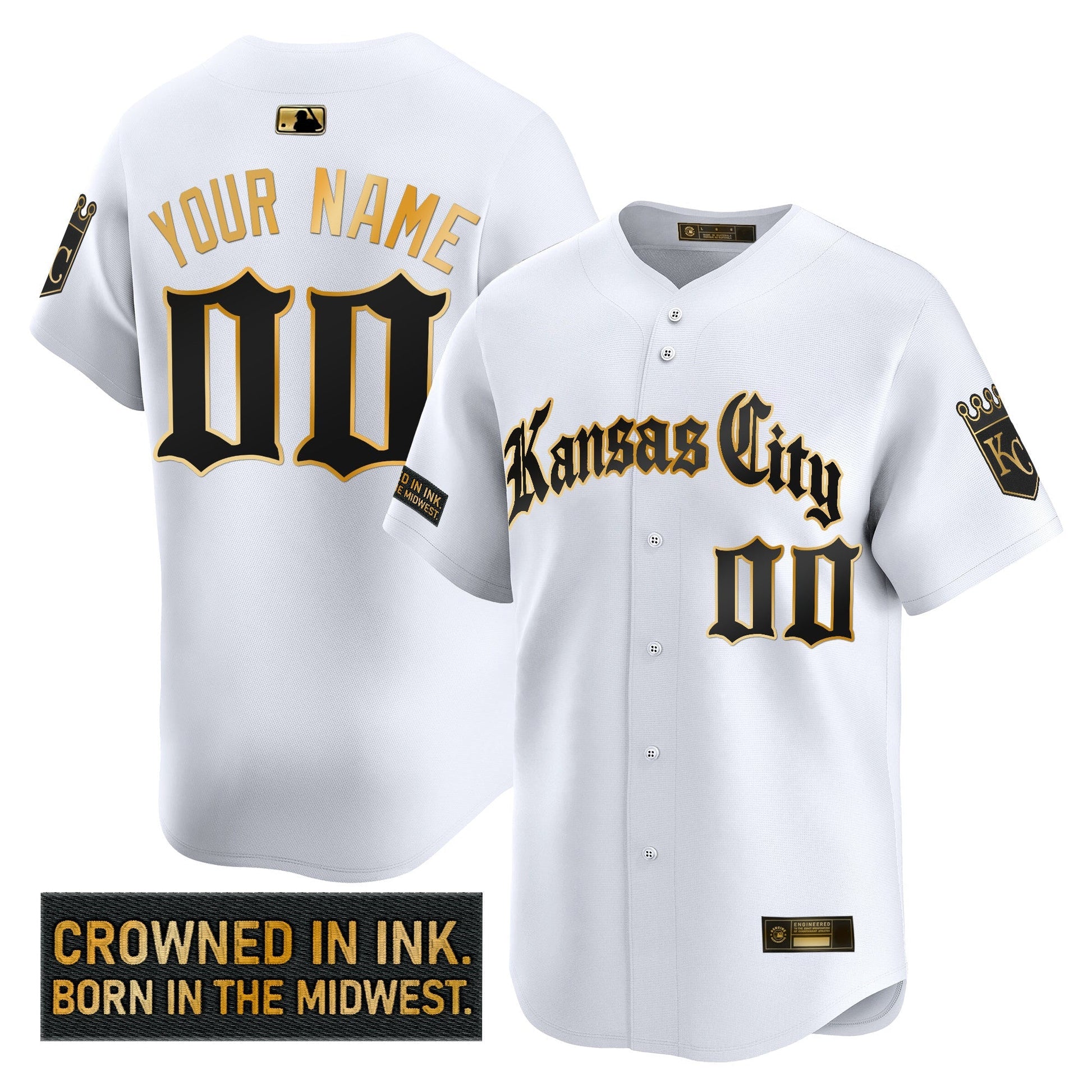 Kansas City Royals 'Gothic Crown Edition' Gold Vapor Premier Limited Custom Jersey - All Stitched