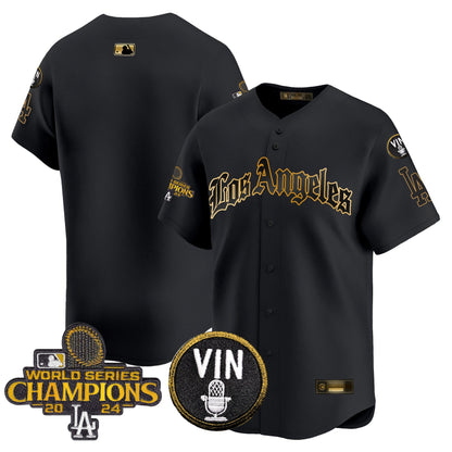 Men's Dodgers 2025 LA Gothic Style Gold Vapor Premier Limited Jersey - All Stitched