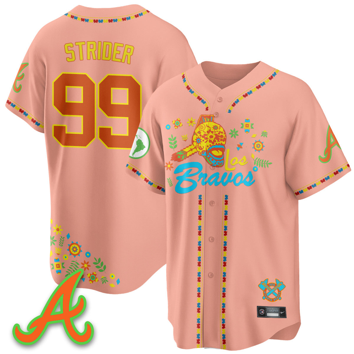 Men's Atlanta Braves 2025 "Los Bravos" Jersey V2 - All Stitched