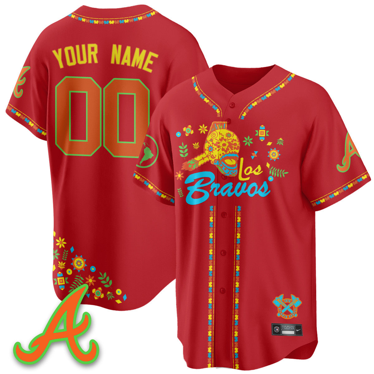 Custom Atlanta Braves 2025 "Los Bravos" Jersey V2 - All Stitched
