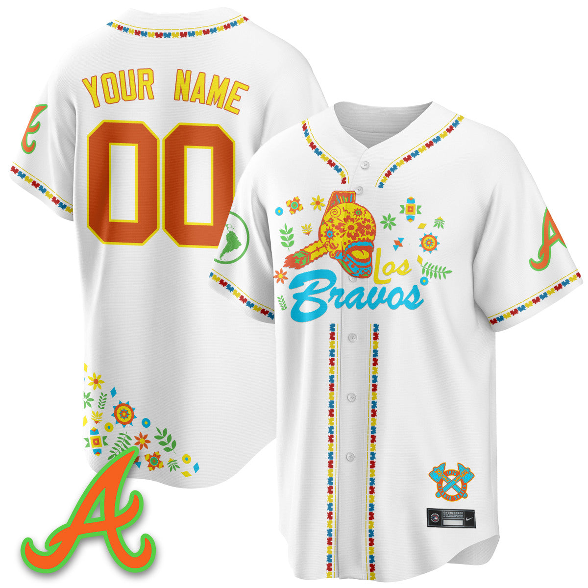 Custom Atlanta Braves 2025 "Los Bravos" Jersey V2 - All Stitched