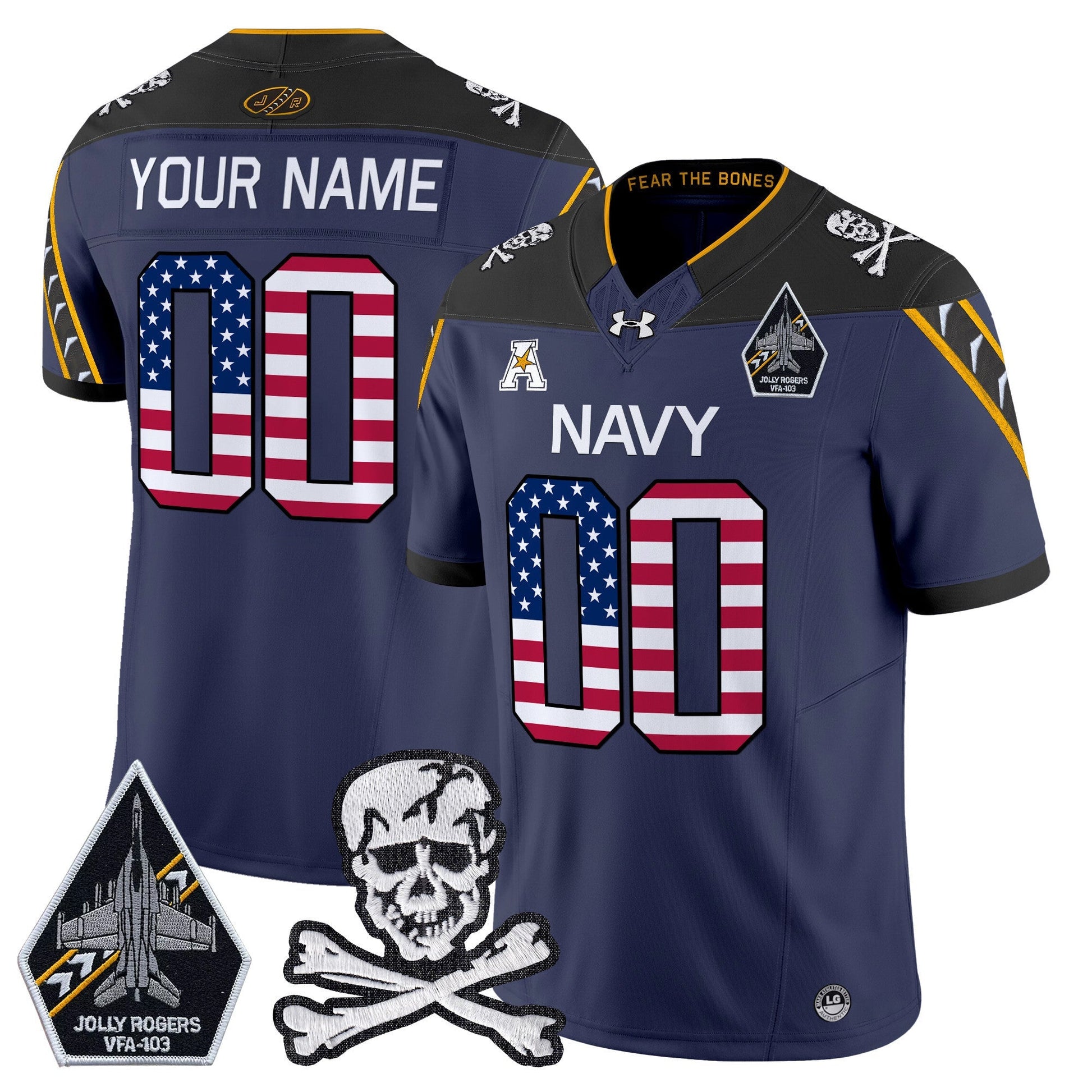 Navy Midshipmen 2025 Independence Day Vapor Limited Custom Jersey V2 - All Stitched