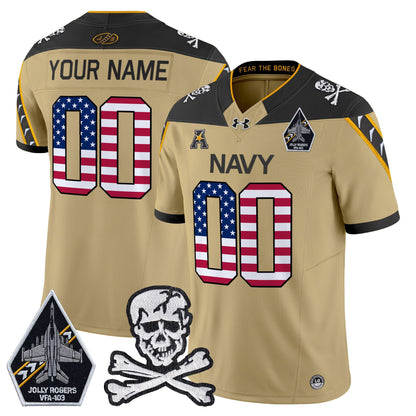 Navy Midshipmen 2025 Independence Day Vapor Limited Custom Jersey V2 - All Stitched