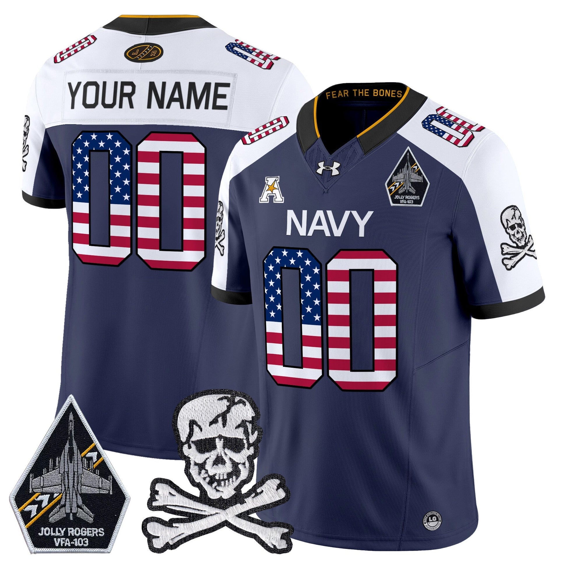 Navy Midshipmen 2025 Independence Day Vapor Limited Custom Jersey V2 - All Stitched