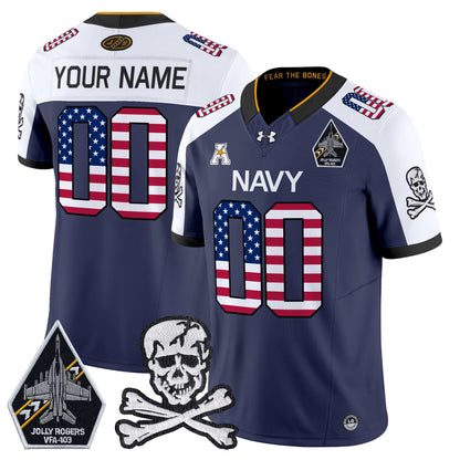 Navy Midshipmen 2025 Independence Day Vapor Limited Custom Jersey V2 - All Stitched