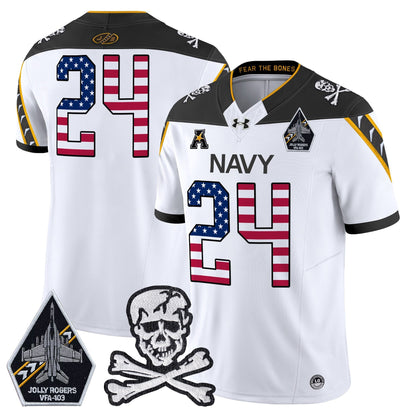 Men's Navy Midshipmen 2025 Independence Day Vapor Limited Jersey V2 - All Stitched
