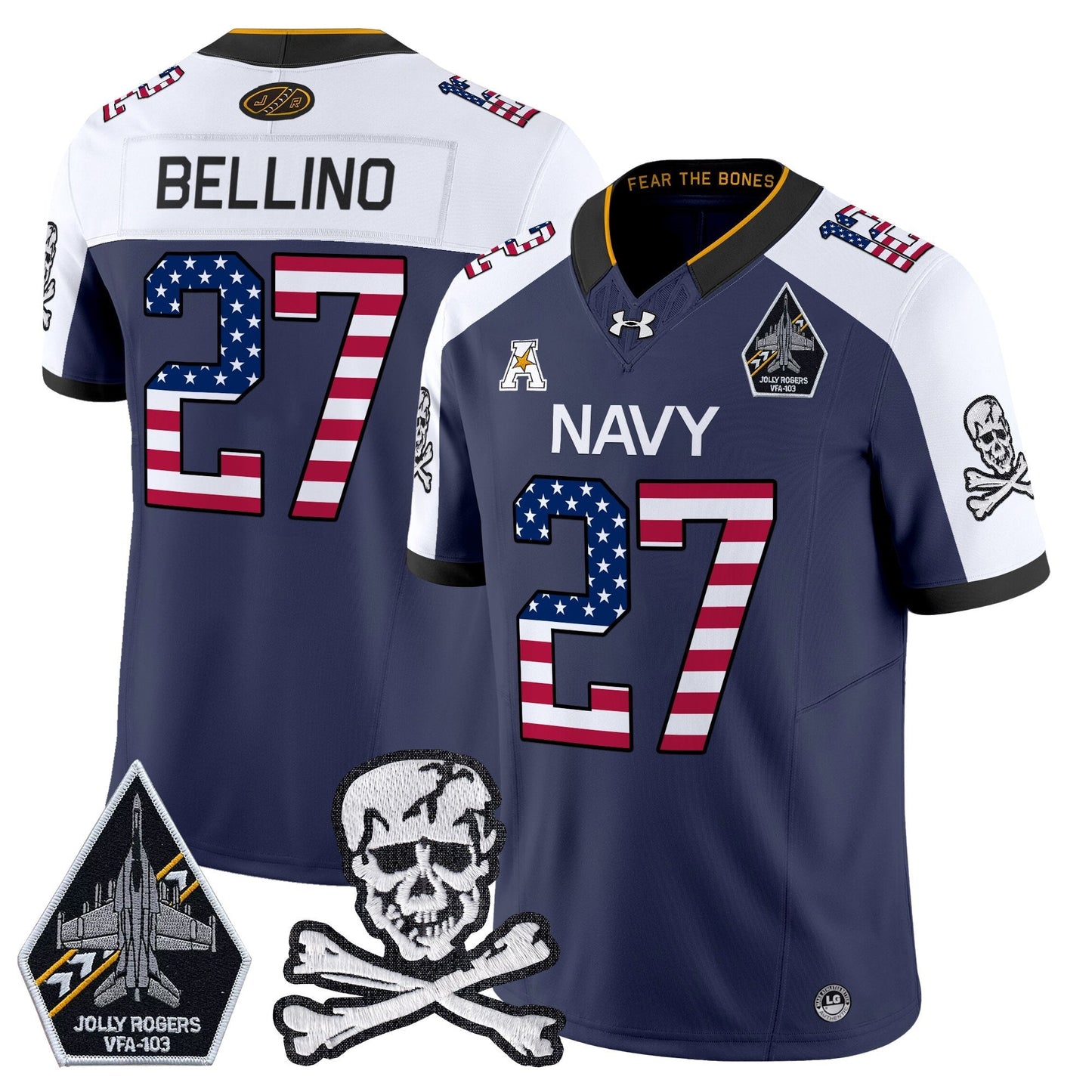 Men's Navy Midshipmen 2025 Independence Day Vapor Limited Jersey V2 - All Stitched
