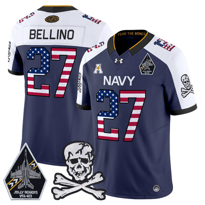 Men's Navy Midshipmen 2025 Independence Day Vapor Limited Jersey V2 - All Stitched