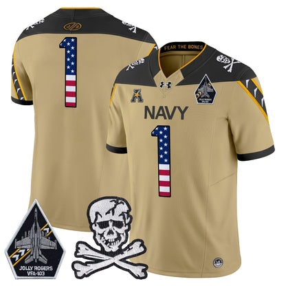 Men's Navy Midshipmen 2025 Independence Day Vapor Limited Jersey V2 - All Stitched
