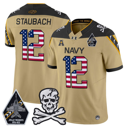 Men's Navy Midshipmen 2025 Independence Day Vapor Limited Jersey V2 - All Stitched