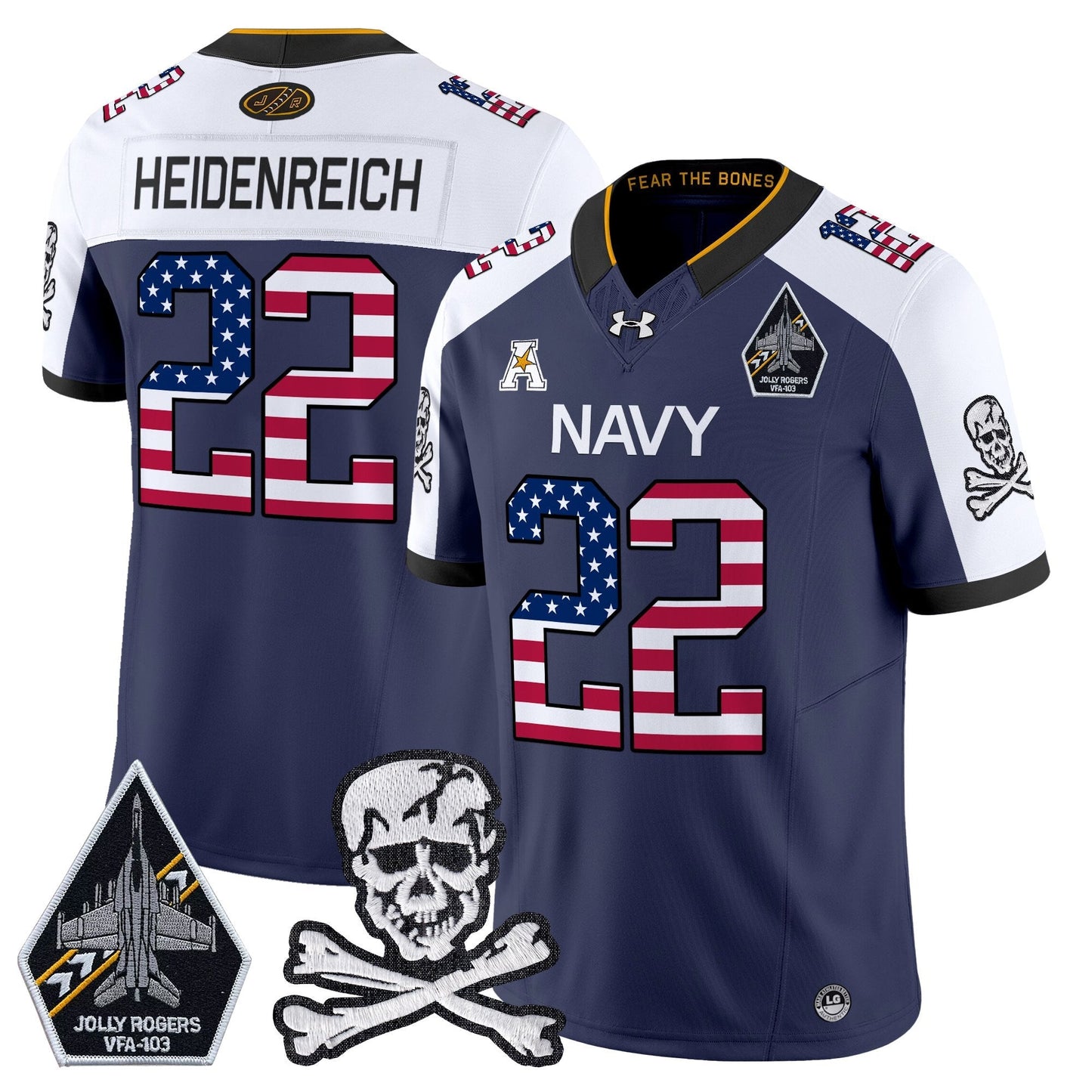 Men's Navy Midshipmen 2025 Independence Day Vapor Limited Jersey V2 - All Stitched