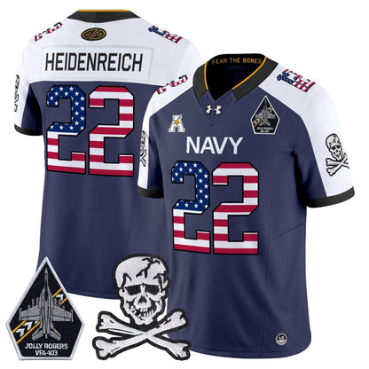 Men's Navy Midshipmen 2025 Independence Day Vapor Limited Jersey V2 - All Stitched