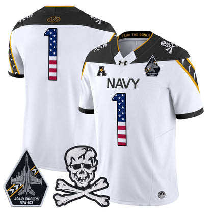 Men's Navy Midshipmen 2025 Independence Day Vapor Limited Jersey V2 - All Stitched