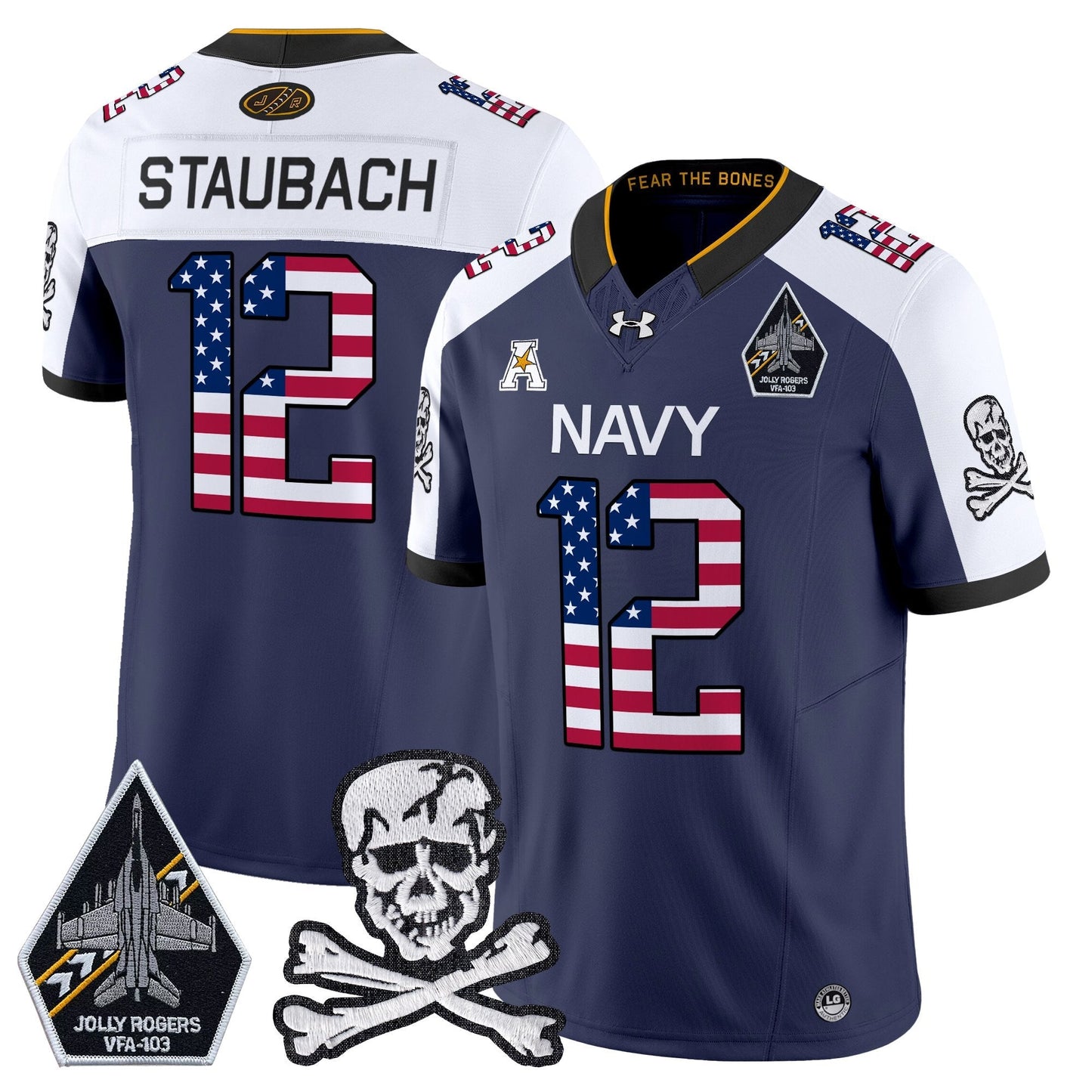 Men's Navy Midshipmen 2025 Independence Day Vapor Limited Jersey V2 - All Stitched