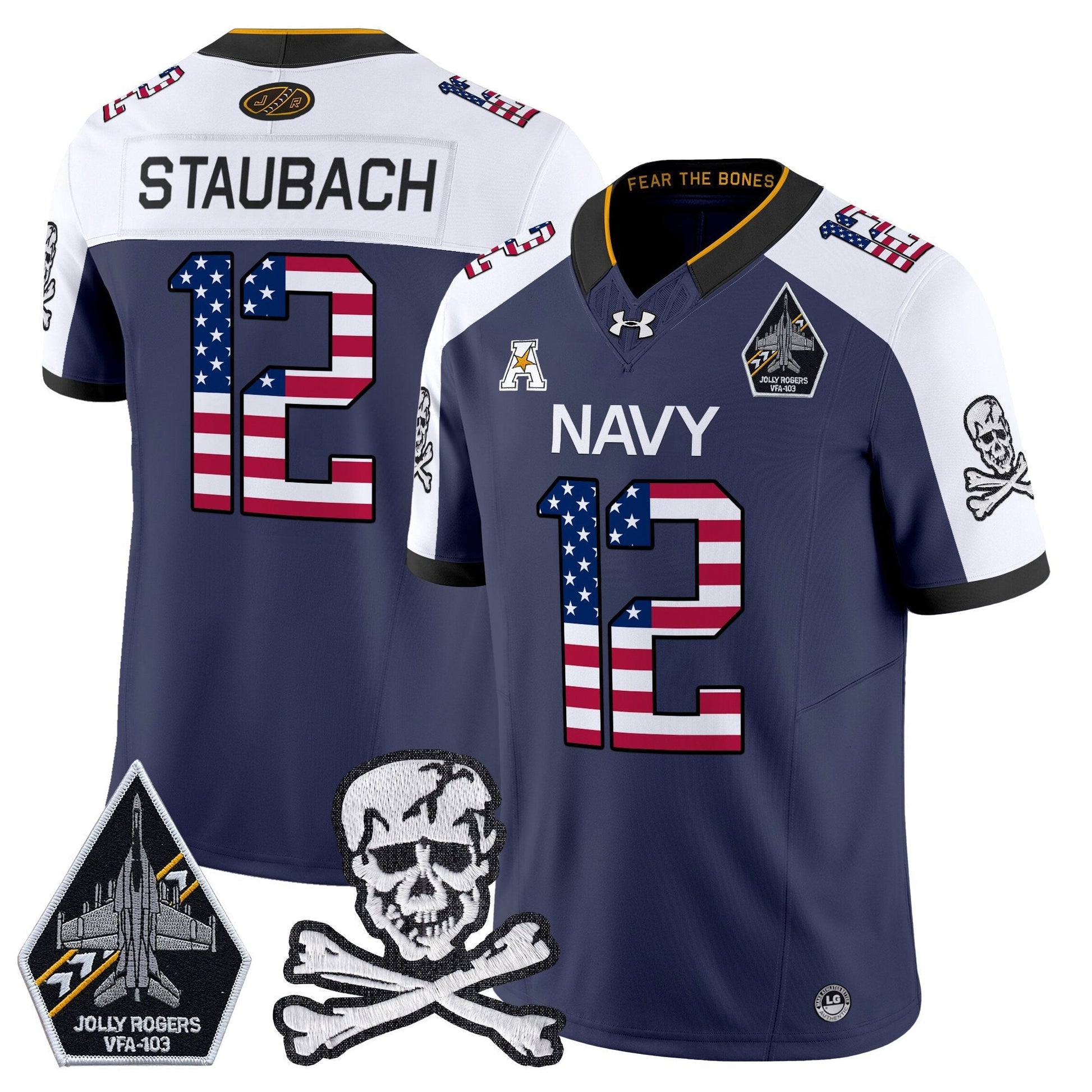 Men's Navy Midshipmen 2025 Independence Day Vapor Limited Jersey V2 - All Stitched