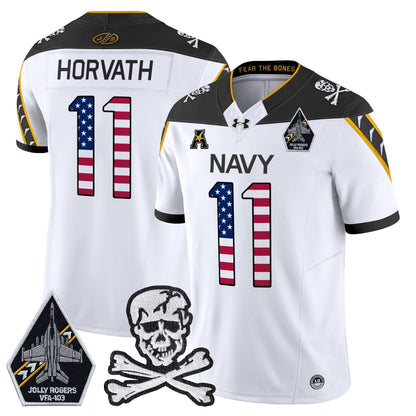 Men's Navy Midshipmen 2025 Independence Day Vapor Limited Jersey V2 - All Stitched