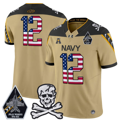 Men's Navy Midshipmen 2025 Independence Day Vapor Limited Jersey V2 - All Stitched