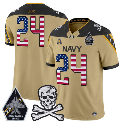 Men's Navy Midshipmen 2025 Independence Day Vapor Limited Jersey V2 - All Stitched