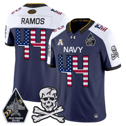 Men's Navy Midshipmen 2025 Independence Day Vapor Limited Jersey V2 - All Stitched